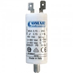 Condensateur à cosse 3.15 uF - COMAR - 25 x 54 mm - pour hotte