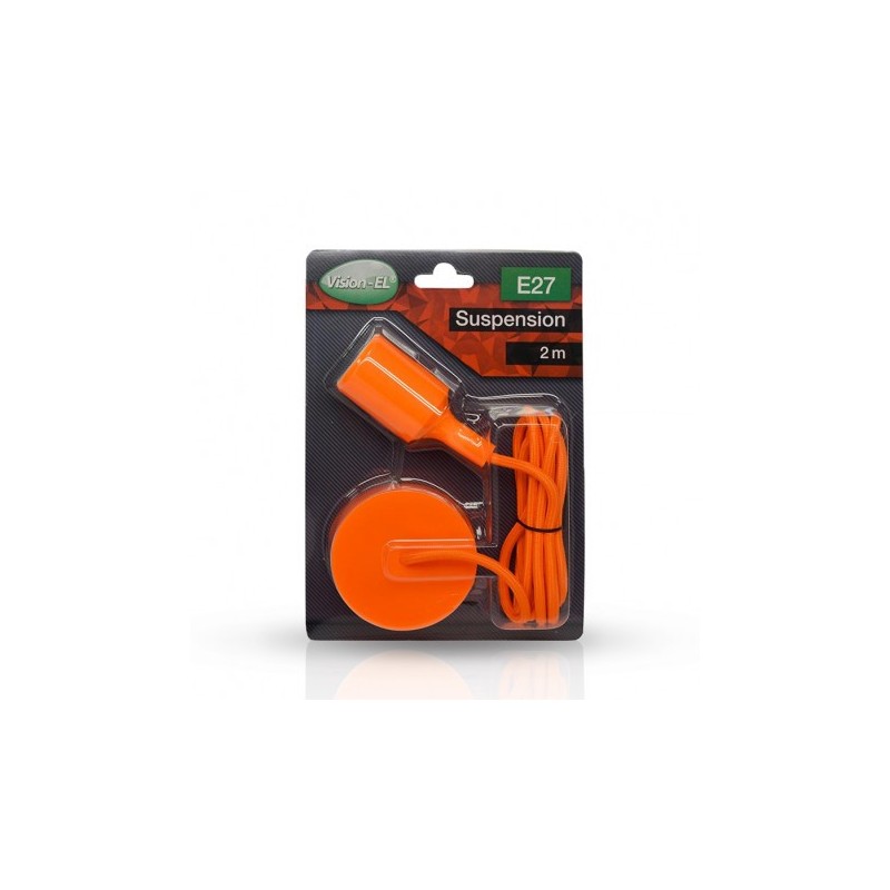 SUSPENSION avec DOUILLE E27 SILICON + CABLE 2 M ORANGE