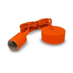 SUSPENSION avec DOUILLE E27 SILICON + CABLE 2 M ORANGE