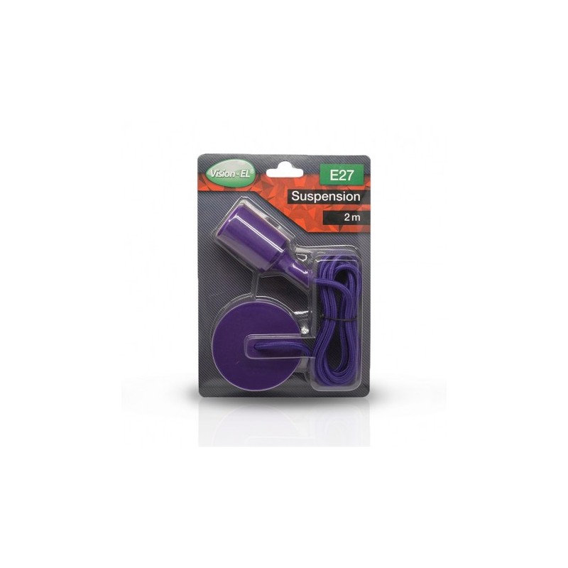 SUSPENSION AVEC DOUILLE E27 SILICON + CABLE 2 M VIOLET