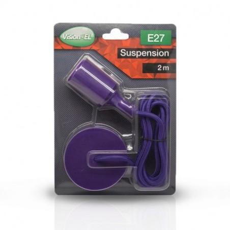 SUSPENSION AVEC DOUILLE E27 SILICON + CABLE 2 M VIOLET